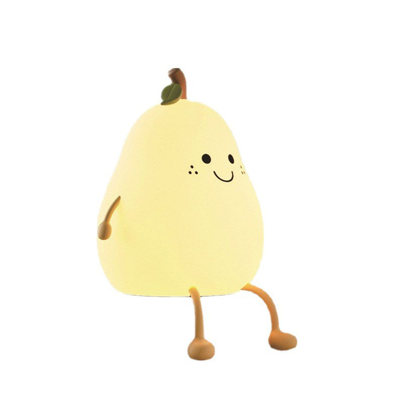 Floroux Lampe de nuit LED créative | Forme de poire en silicone | Lampe de table USB | Lumière d'ambiance sept couleurs