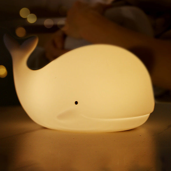Lampe de nuit LED en silicone squishy en forme de baleine - Cadeau parfait pour les enfants et les filles