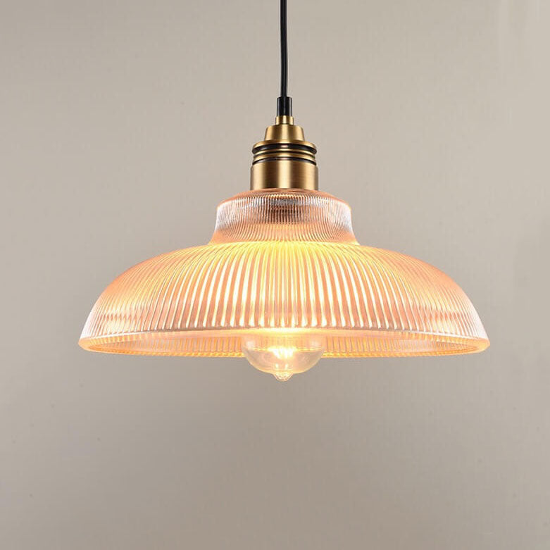 Floroux Suspension | Verre rayé | 1-flamme | Design vintage pour un éclairage élégant