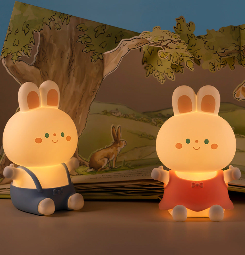 Lampe de nuit LED en silicone mignon et squishy en forme de lapin - Cadeau parfait pour les enfants et les filles