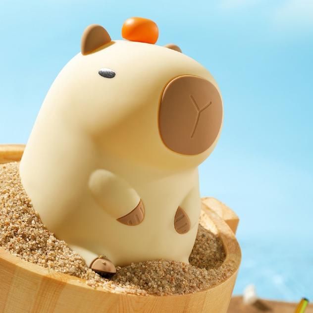 Orange Capybara Squishy Silicone LED Veilleuse - Cadeau Parfait pour Enfants et Filles
