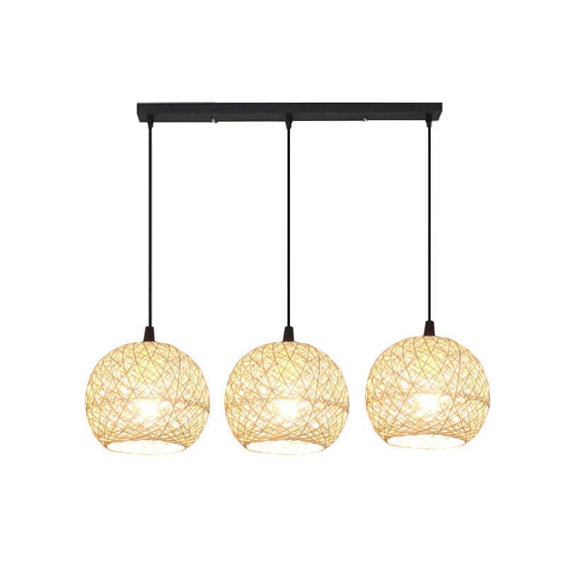 Floroux – Woven rattan pendant light beige | 1/3 lights | Elegant design