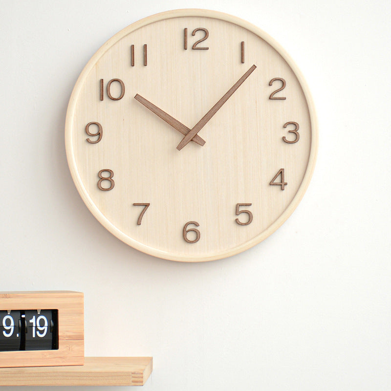 Floroux Élégance - Horloge murale en bois ronde