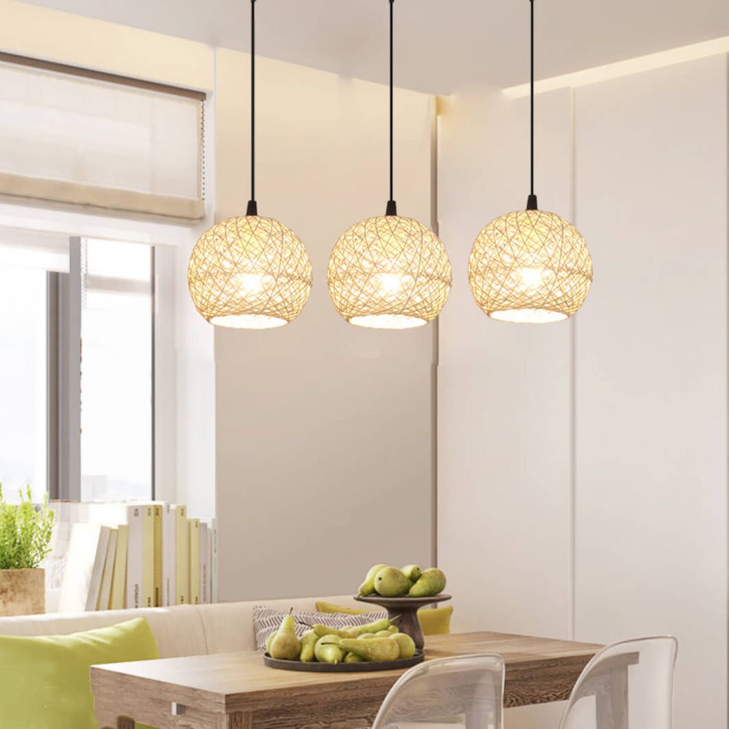 Floroux – Woven rattan pendant light beige | 1/3 lights | Elegant design