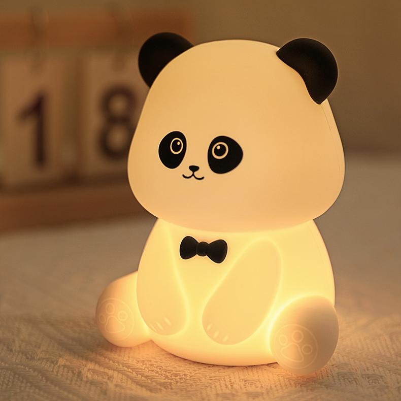 Lampe de nuit LED Panda arc-en-ciel en silicone squishable - Cadeau parfait pour les enfants et les filles
