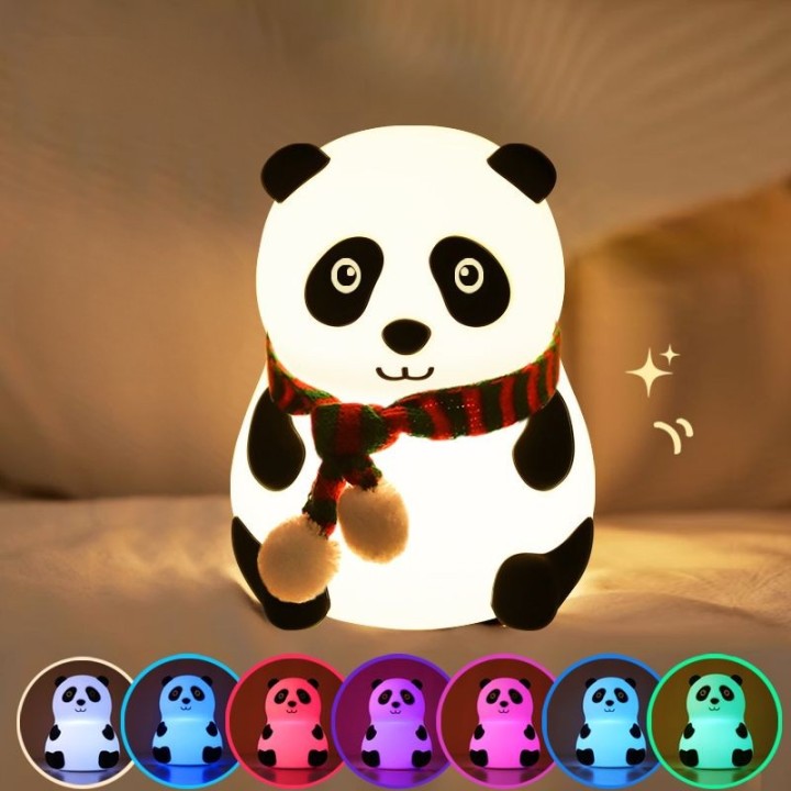 Lumière nocturne LED Panda Écharpe en Silicone Squishy - Cadeau parfait pour les enfants et les filles