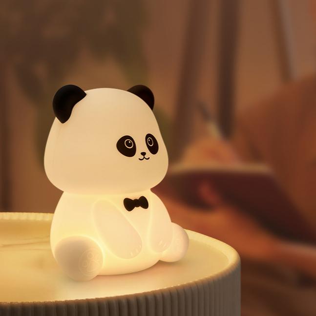 Lampe de nuit LED Panda arc-en-ciel en silicone squishable - Cadeau parfait pour les enfants et les filles