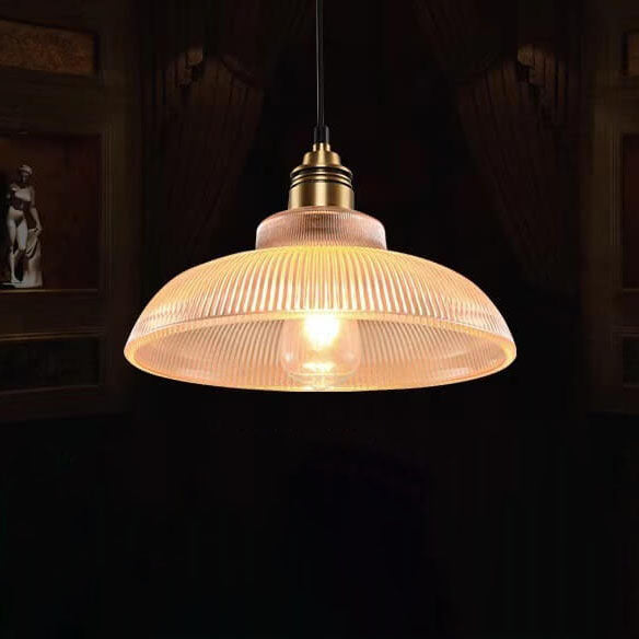 Floroux Suspension | Verre rayé | 1-flamme | Design vintage pour un éclairage élégant