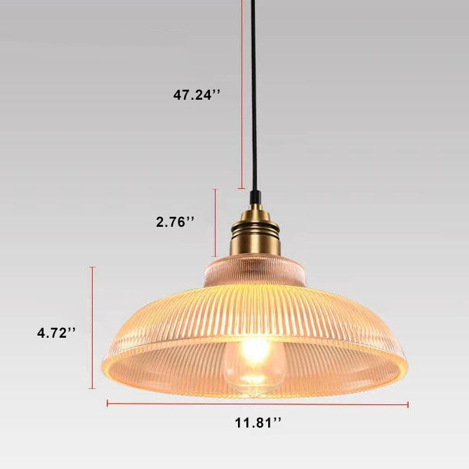 Floroux Suspension | Verre rayé | 1-flamme | Design vintage pour un éclairage élégant