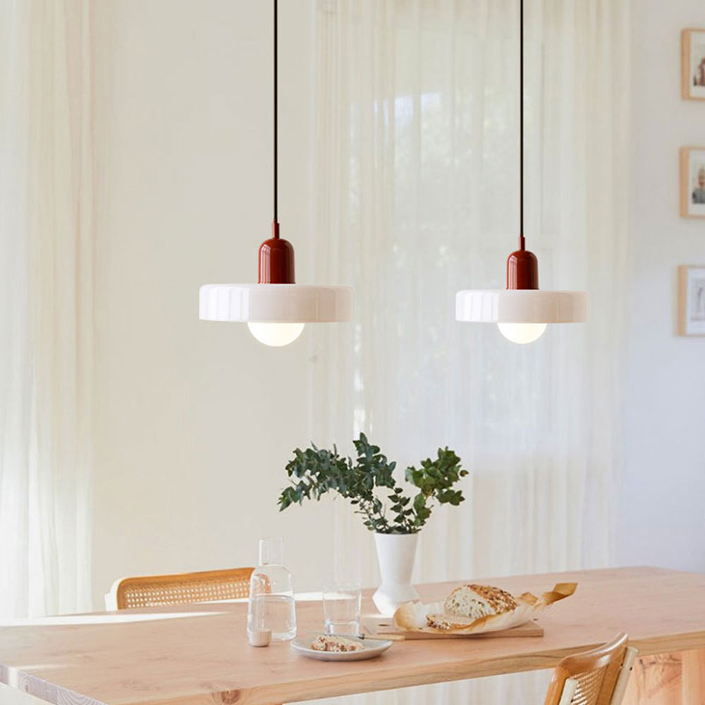 Suspension Floroux in colored glass | Elegant hanging lamp in Bauhaus style | Designer lamp for the living room and dining room
