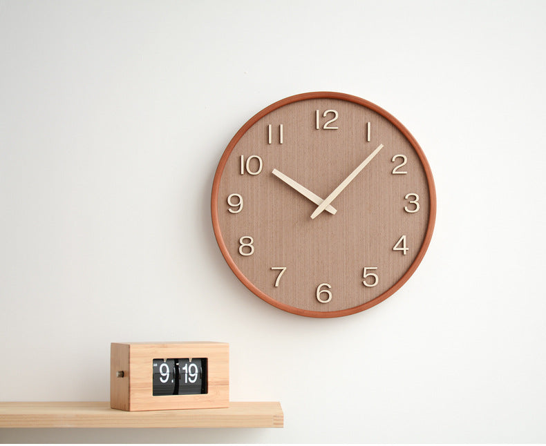 Floroux Élégance - Horloge murale en bois ronde