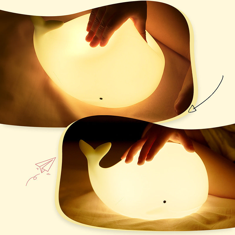 Lampe de nuit LED en silicone squishy en forme de baleine - Cadeau parfait pour les enfants et les filles