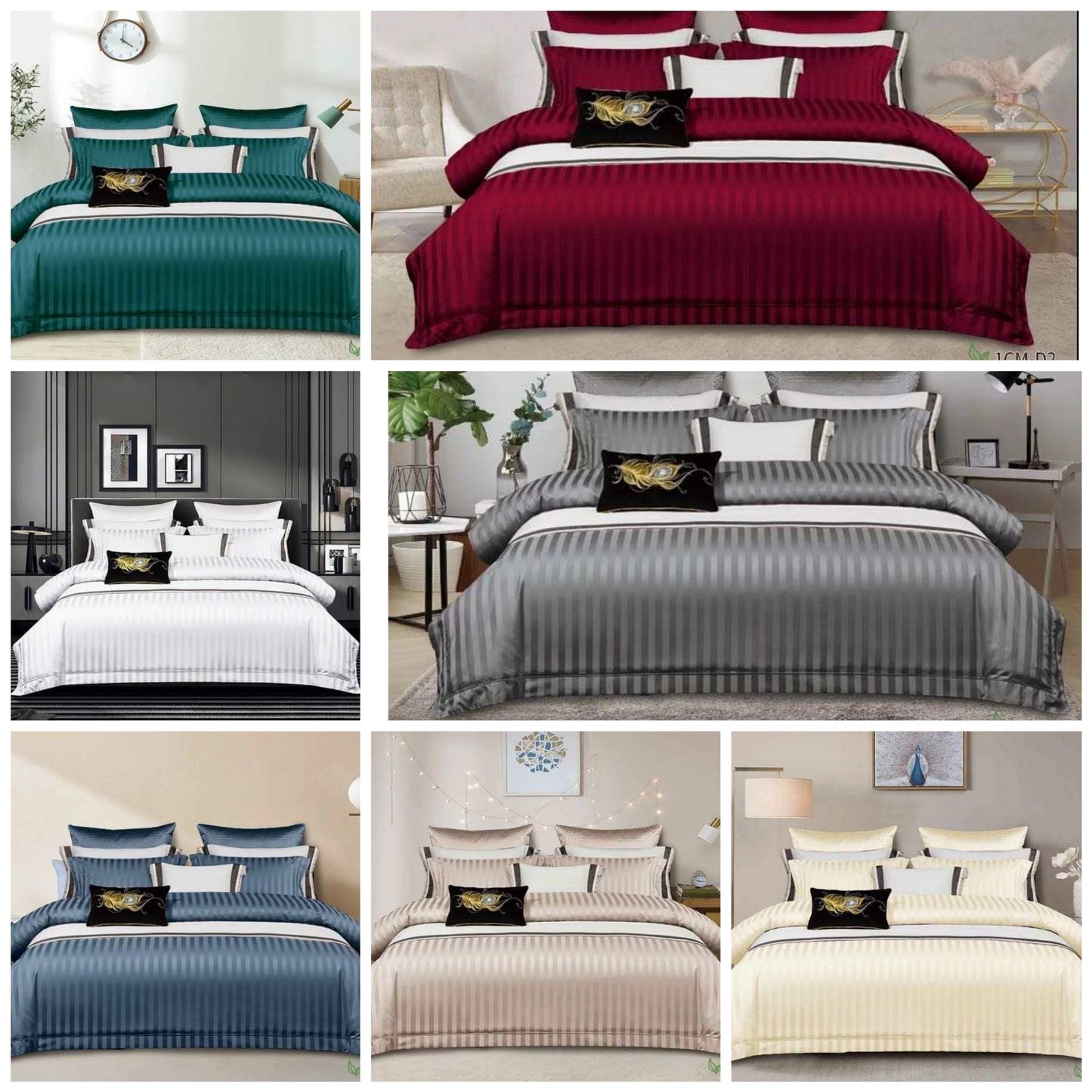 6*7 Housses de Couette Rayées NoirNov