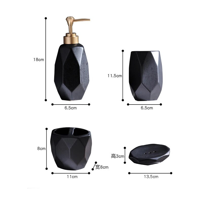Ensemble de salle de bain Floroux en céramique 5 pièces | Design moderne | Accessoires de bain élégants pour la maison