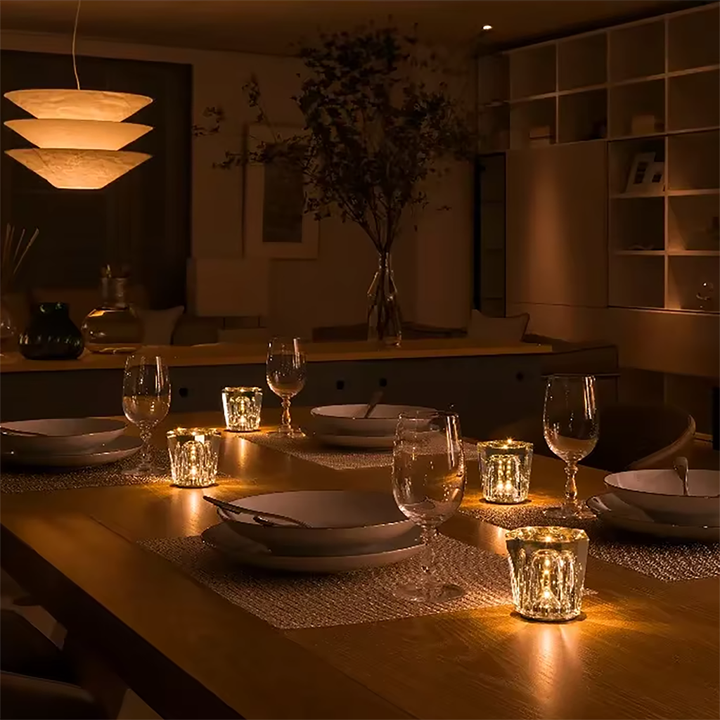 Lampe de bureau en cristal rechargeable - Lampe de table de restaurant