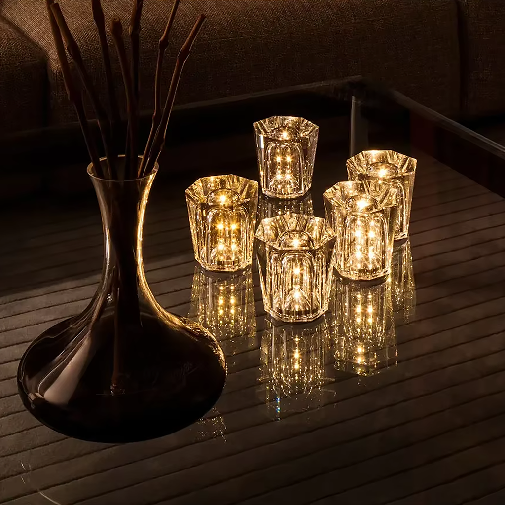 Lampe de bureau en cristal rechargeable - Lampe de table de restaurant