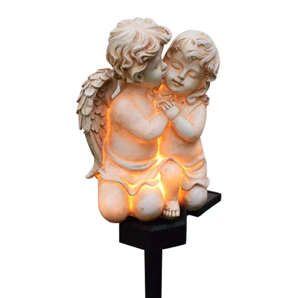 Floroux - Lampadaire solaire d'ange en résine céleste
