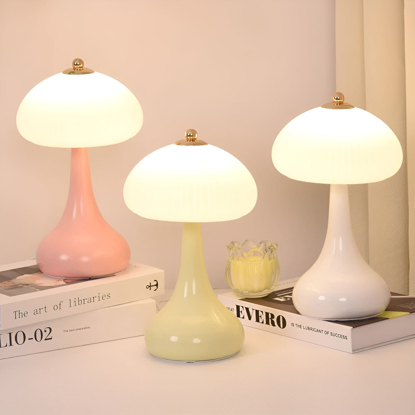 Eleganza Luxe Lampe de Table – Forme Champignon Intemporelle avec Fonction Dimmable LED en Couleurs Douces