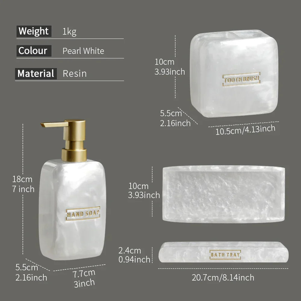 Floroux Ensemble de salle de bain 3 pièces | Design élégant en nacre | Accessoires de bain luxueux