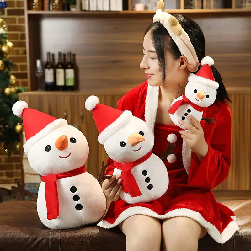 Floroux - Douces figures de Noël en peluche avec le Père Noël, un bonhomme de neige et un renne