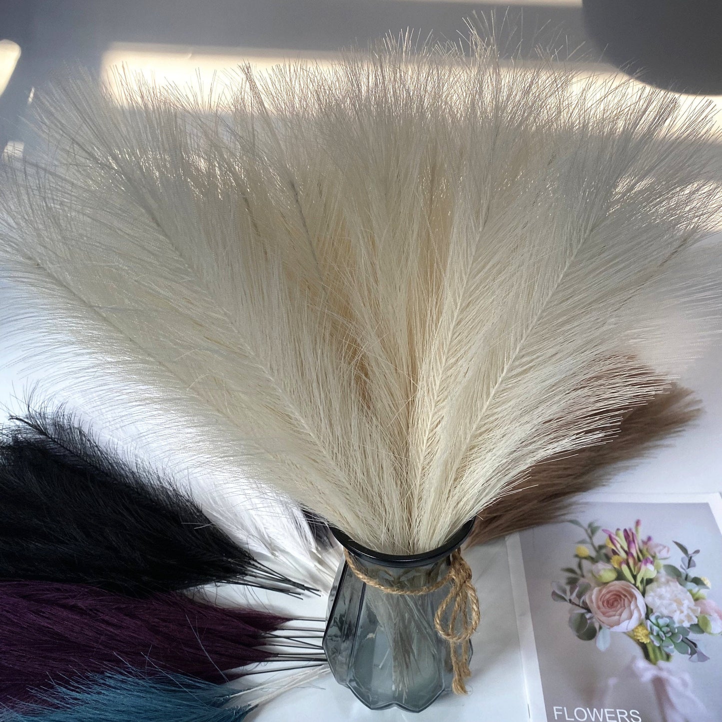 20Pcs Bohémien Fluffy Herbe de Pampas Artificielle Colorée