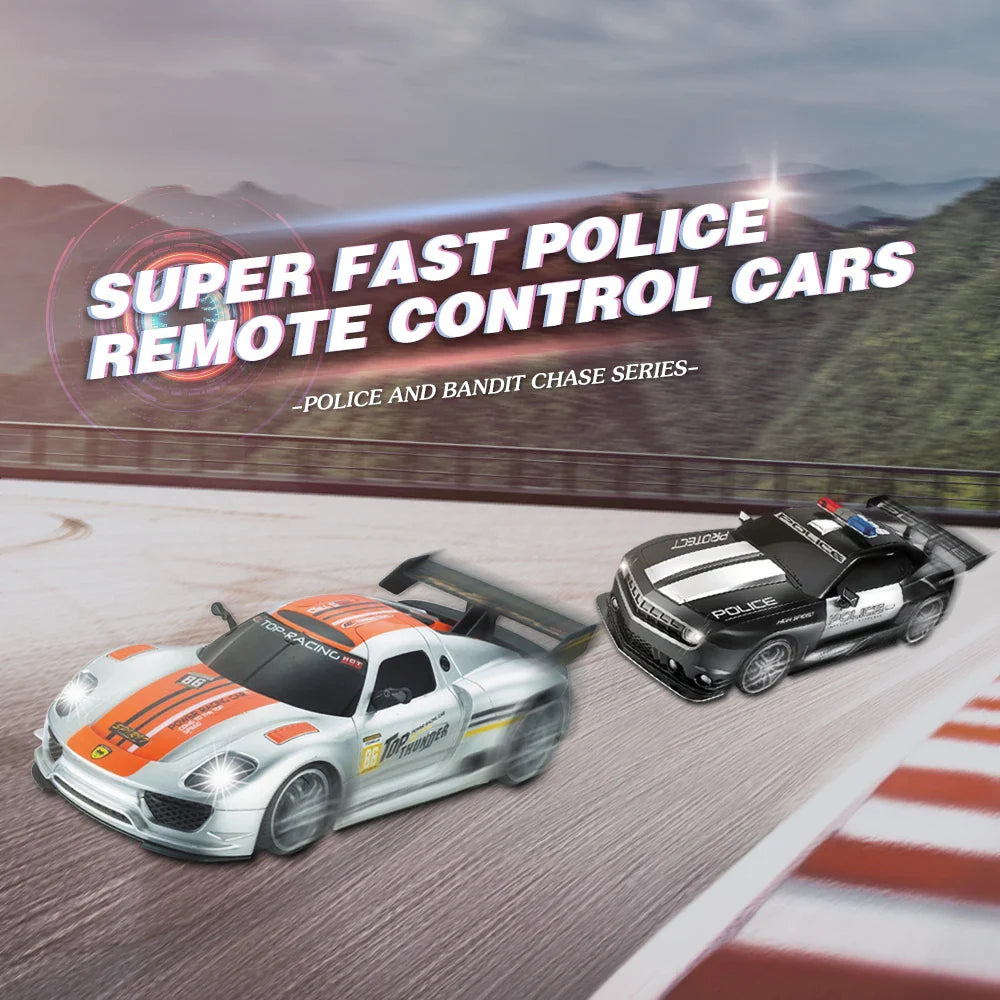 Voiture RC de police à l'échelle avec lumières LED - Véhicule télécommandé rapide 2,4 GHz pour enfants