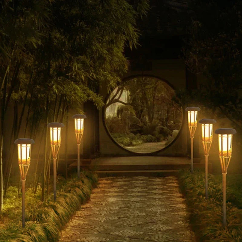 Floroux Torche Solaire Set de 5 | Lumières de jardin LED effet flamme | Fonctionnant à l'énergie solaire | Lumière décorative pour l'extérieur