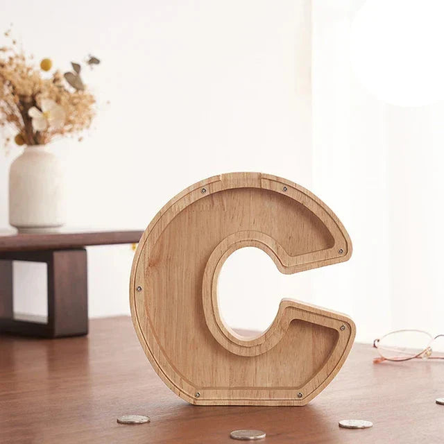 Tirelire avec lettres en bois – Épargner – personnalisable – rangement sécurisé