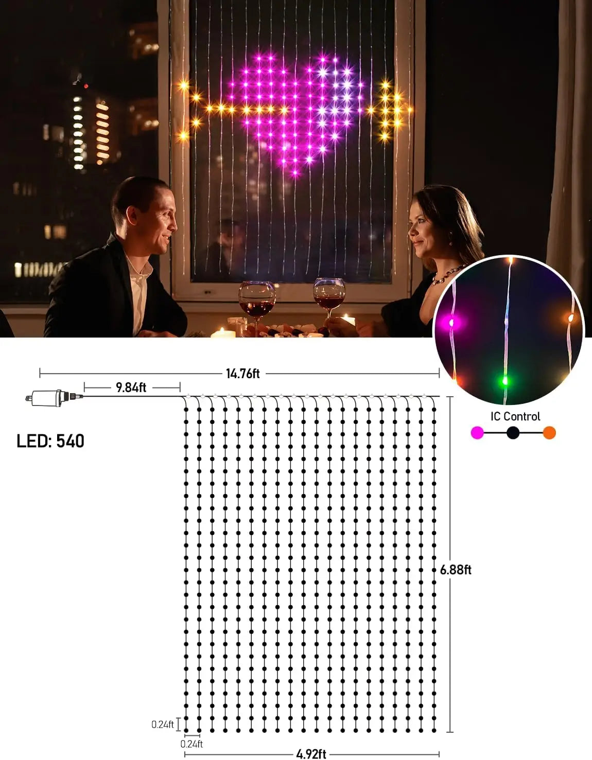 Lumières de Noël à LED intelligentes - Lumières féeriques programmables pour chambre, mariage et décoration de vacances avec synchronisation musicale et télécommande