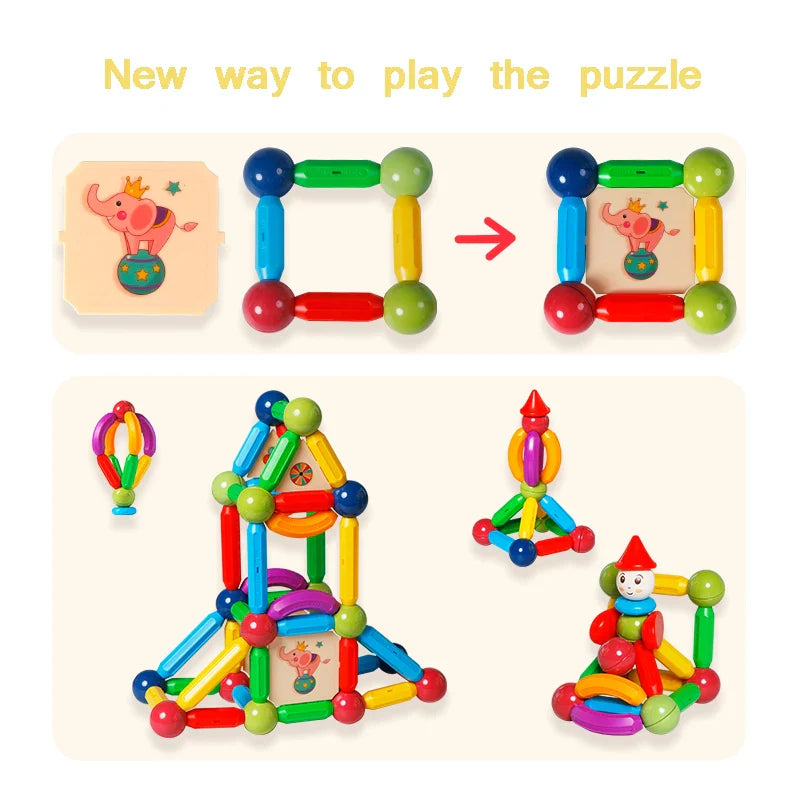 Ensemble de Blocs de Construction Magnétiques - Jouet Éducatif pour Enfants avec Bâtons et Boules Magnétiques pour un Jeu Créatif, Cadeau Idéal pour Garçons et Filles