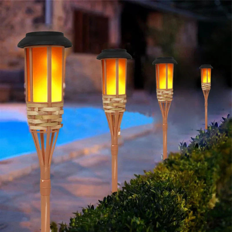 Floroux Torche Solaire Set de 5 | Lumières de jardin LED effet flamme | Fonctionnant à l'énergie solaire | Lumière décorative pour l'extérieur