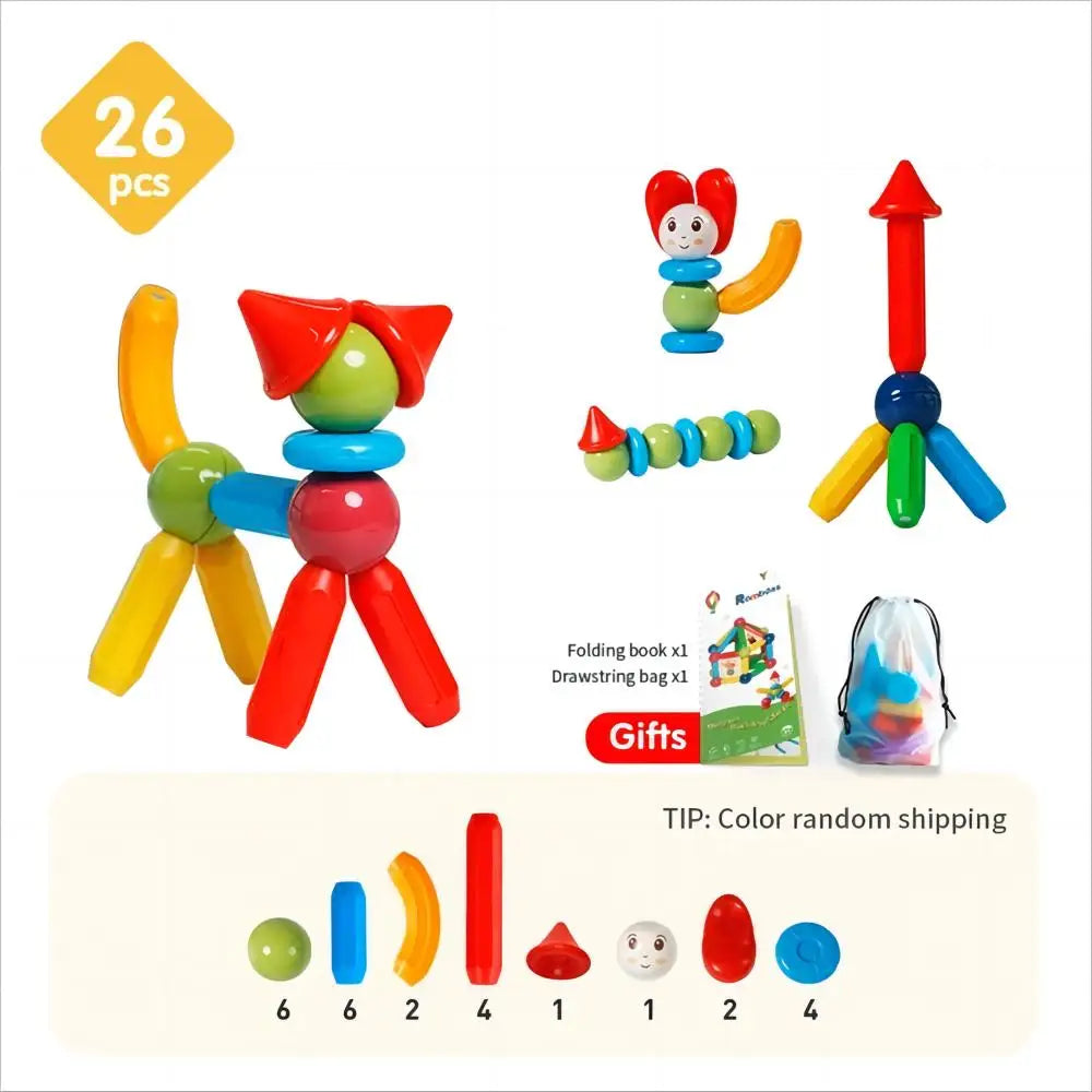 Ensemble de Blocs de Construction Magnétiques - Jouet Éducatif pour Enfants avec Bâtons et Boules Magnétiques pour un Jeu Créatif, Cadeau Idéal pour Garçons et Filles