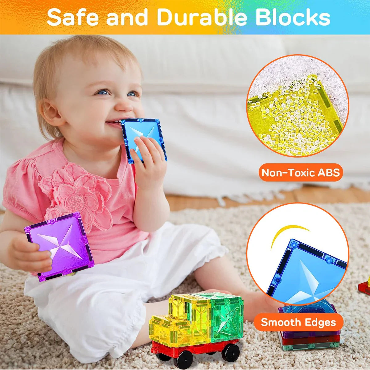 Ensemble de blocs de construction magnétiques - Tuiles magnétiques DIY éducatives pour enfants, jouet de construction inspiré de Montessori, cadeau parfait pour le jeu créatif