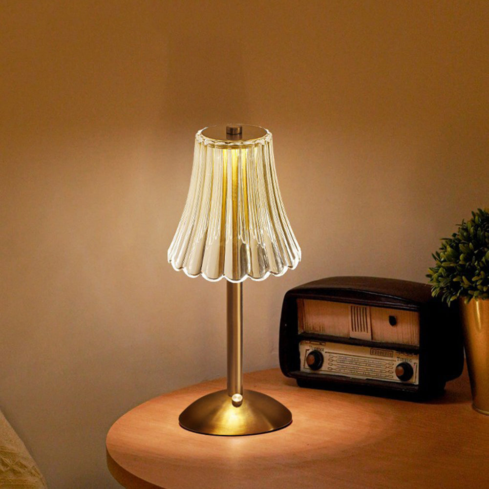 Alise - Lampe de table rechargeable en cristal doré