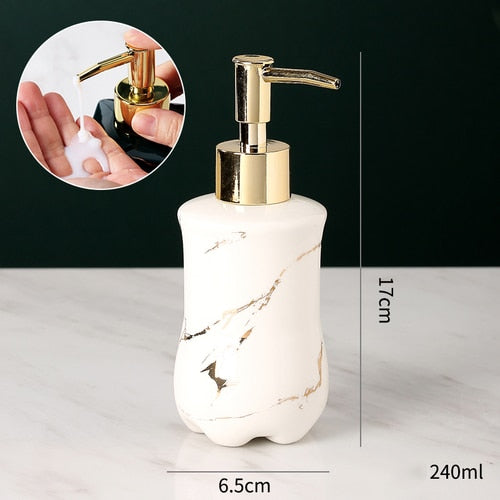 Distributeur de savon en marbre solide élégant pour salle de bain