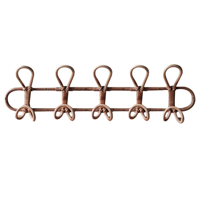 Organisateur mural en rotin naturel pour enfants - 3 et 5 crochets