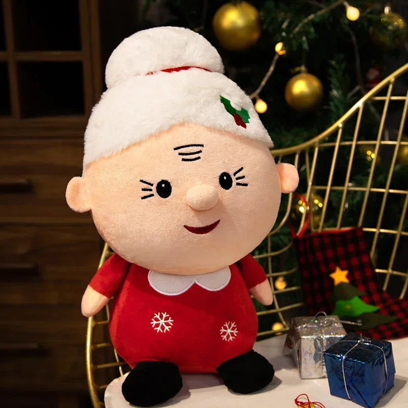 Floroux - Douces figures de Noël en peluche avec le Père Noël, un bonhomme de neige et un renne