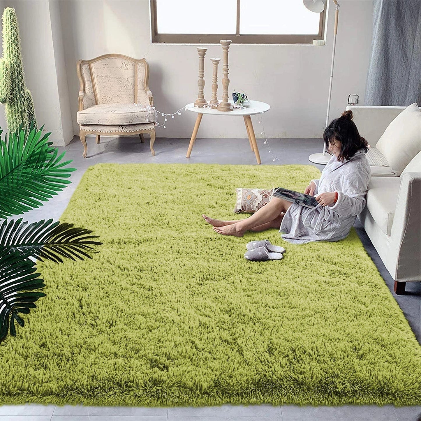 Tapis en peluche moelleux – Tapis doux et anti-dérapant pour les chambres, les salons et les chambres d'enfants