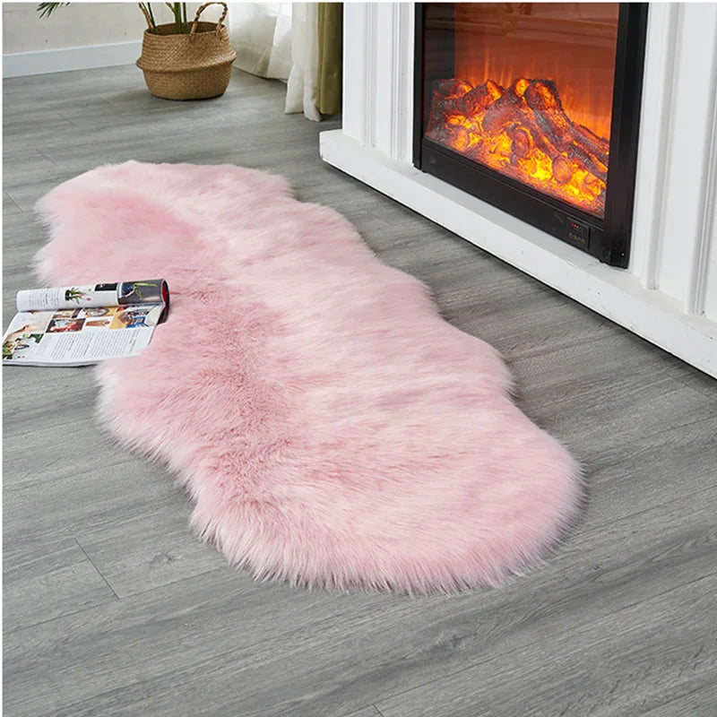 Tapis en fausse fourrure douce – Tapis moelleux pour salon, chambre à coucher et chambre d'enfants