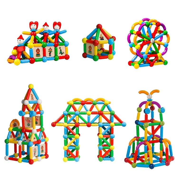 Ensemble de Blocs de Construction Magnétiques - Jouet Éducatif pour Enfants avec Bâtons et Boules Magnétiques pour un Jeu Créatif, Cadeau Idéal pour Garçons et Filles