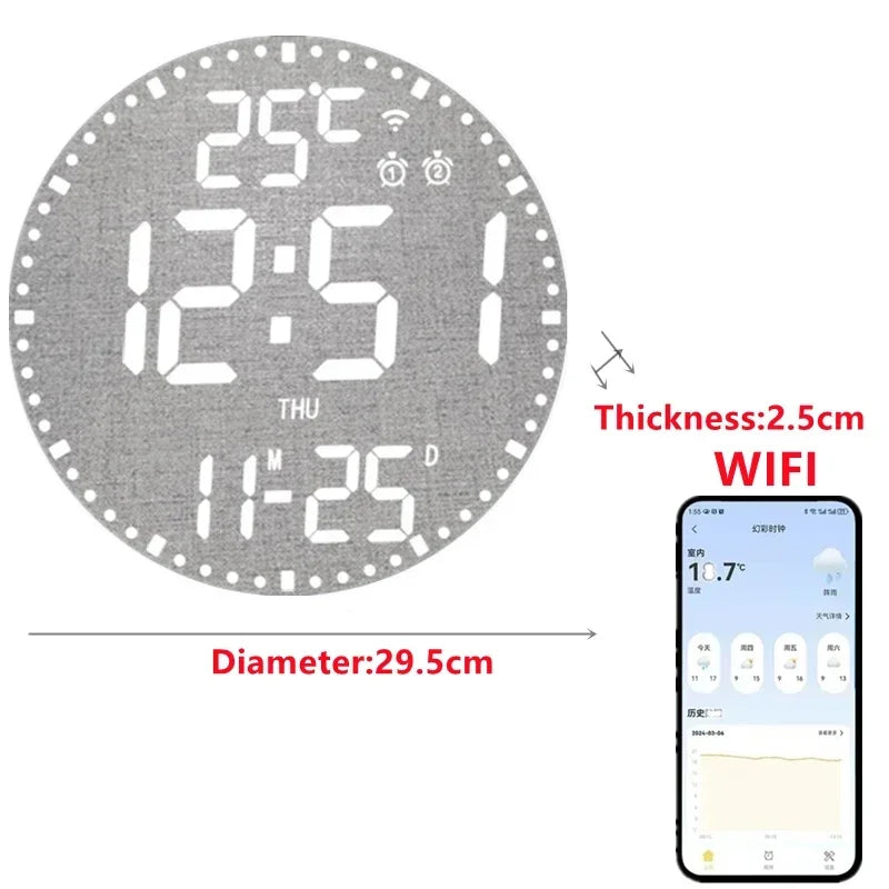 WiFiTime Horloge - Horloge mural LED intelligent avec calendrier