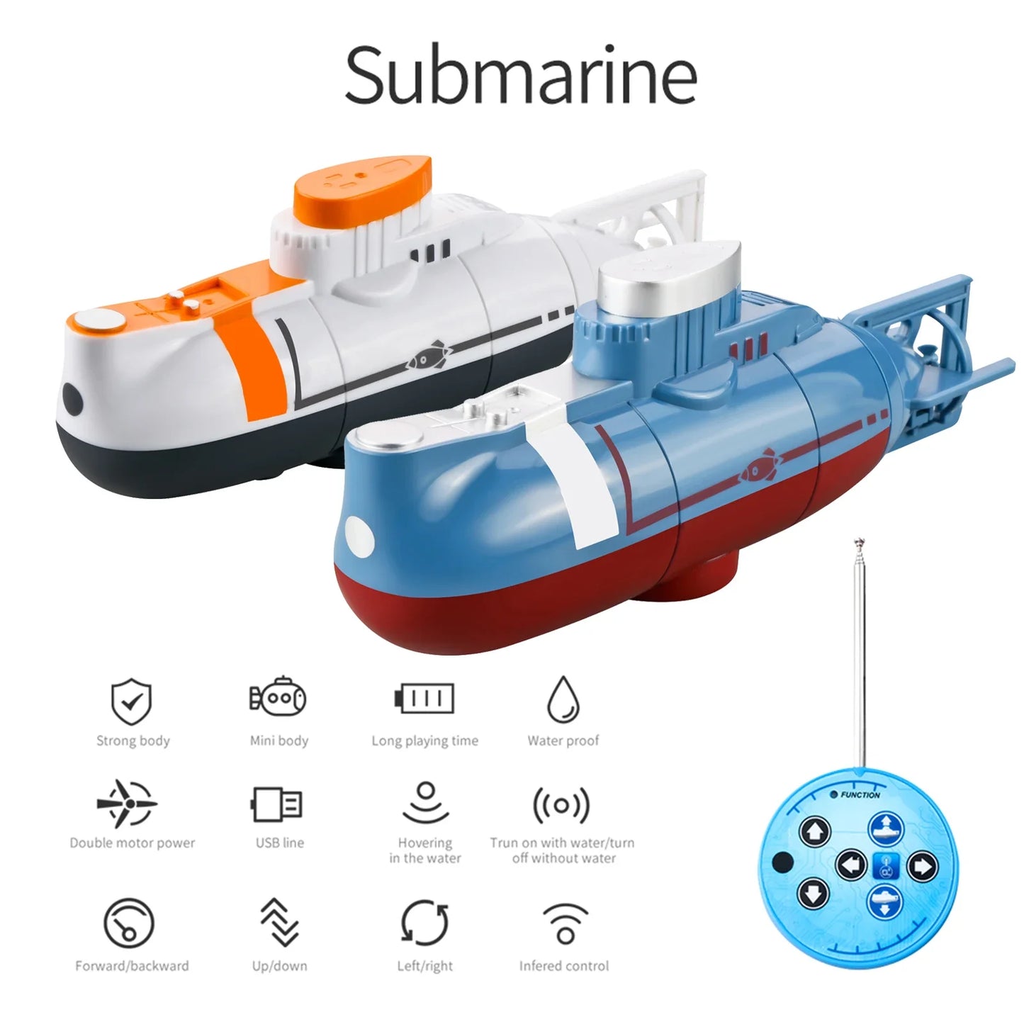 Sous-marin mini télécommandé - Jouet de plongée étanche pour enfants, cadeau de Noël et du Nouvel An