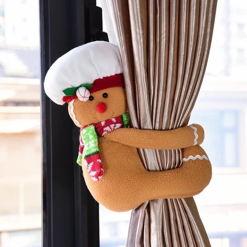 Floroux - Ours en pain d'épices confortable avec décoration festive et porte-bouteilles