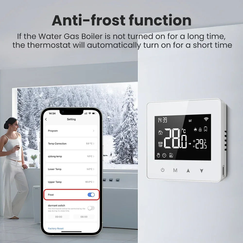 Thermostat d'affichage de chaudière à eau Tuya Zigbee - Contrôle de température WiFi via SmartLife Google Alexa Apps
