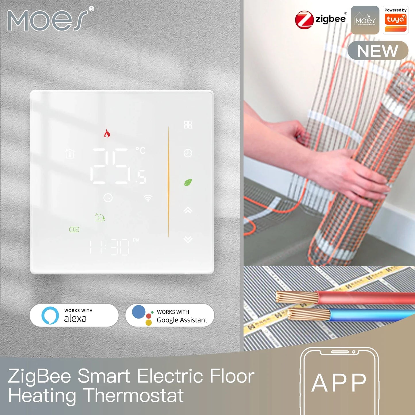 Thermostat Intelligent Zigbee - Contrôle de Température Ambiante WiFi via les Applications Tuya SmartLife Google Alexa