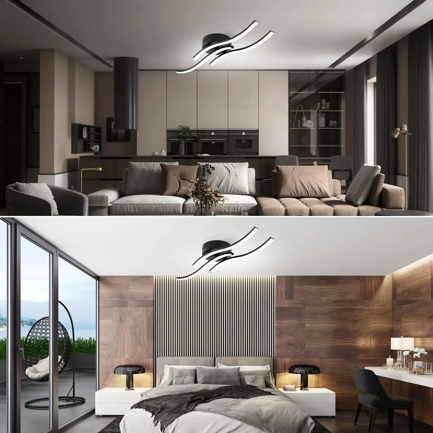 Floroux - Lampe de plafond LED moderne avec design à trois vagues pour une touche contemporaine