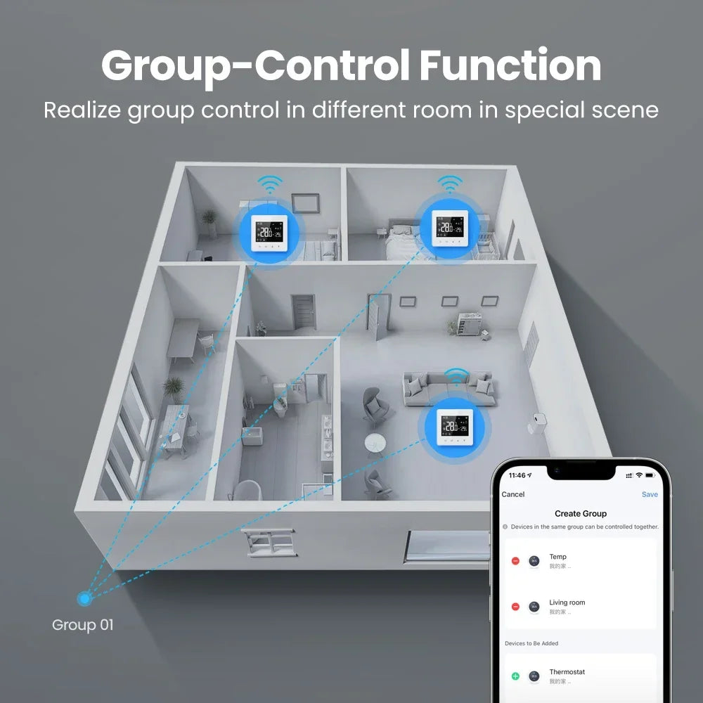 Thermostat d'affichage de chaudière à eau Tuya Zigbee - Contrôle de température WiFi via SmartLife Google Alexa Apps