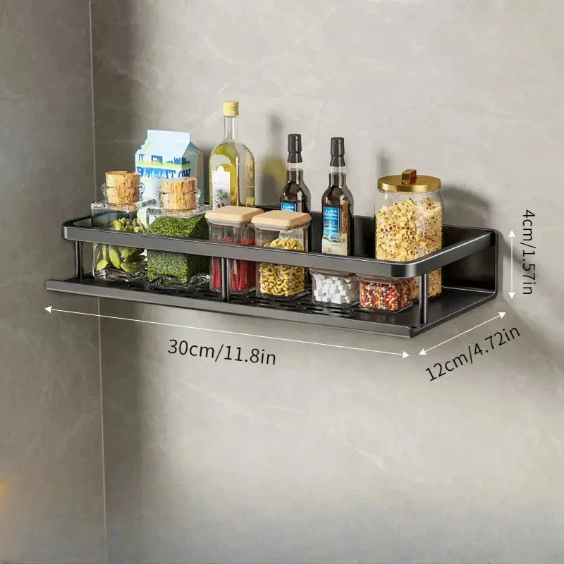 Étagère de cuisine noire | Montage mural facile