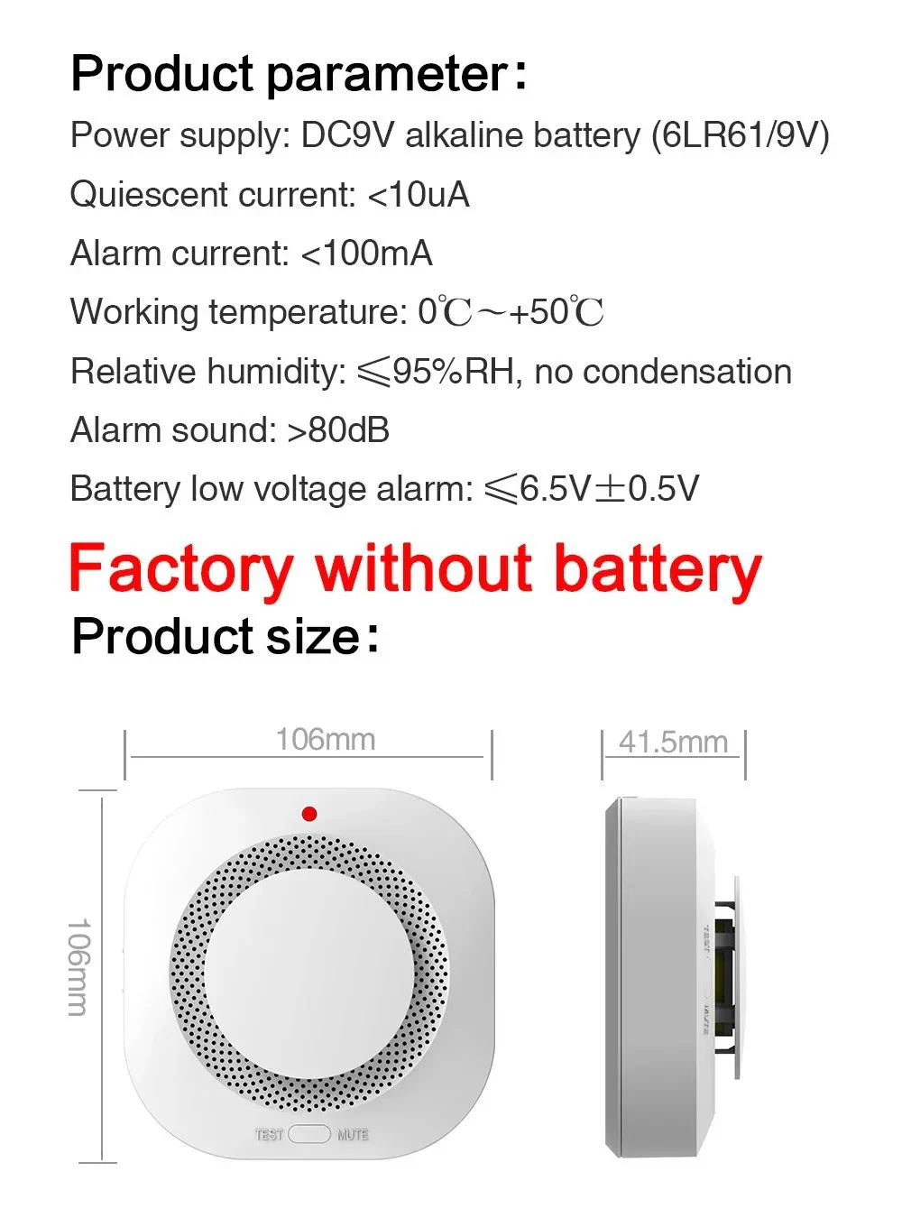 Détecteur de fumée et alarme intelligente Tuya - Alarme 80db contrôlée par WiFi via les applications SmartLife Google Alexa