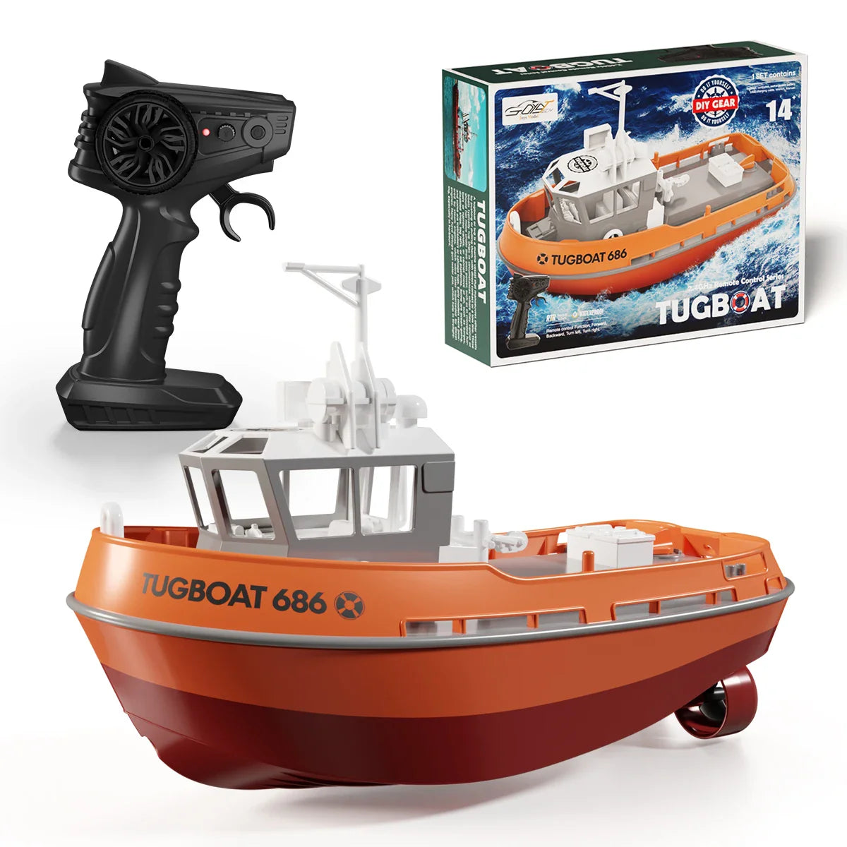 Bateau de remorquage RC puissant à double moteur - Modèle 1:72 bateau télécommandé électrique pour garçons, plaisir sans fil